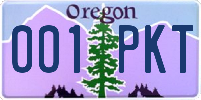 OR license plate 001PKT