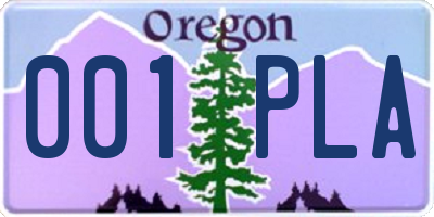 OR license plate 001PLA