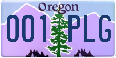 OR license plate 001PLG