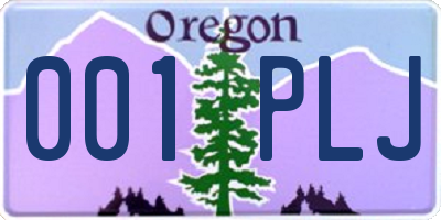 OR license plate 001PLJ