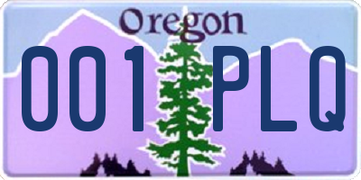 OR license plate 001PLQ