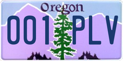 OR license plate 001PLV