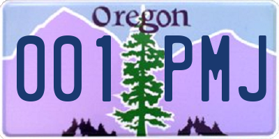 OR license plate 001PMJ