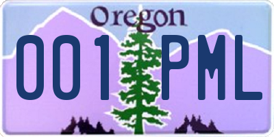 OR license plate 001PML