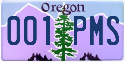 OR license plate 001PMS