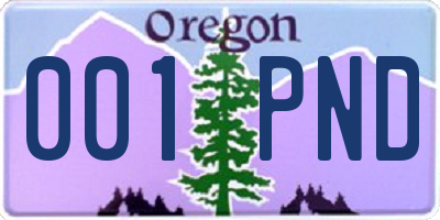 OR license plate 001PND