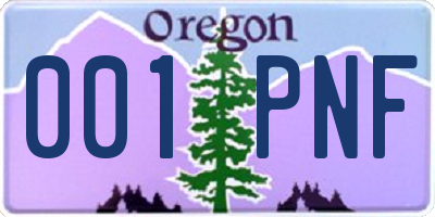 OR license plate 001PNF