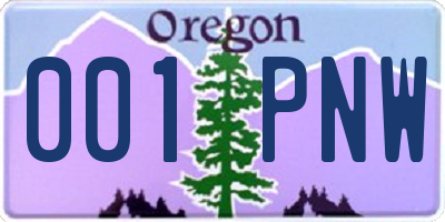 OR license plate 001PNW