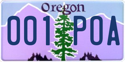 OR license plate 001POA
