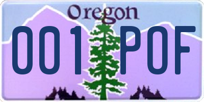 OR license plate 001POF