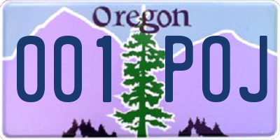 OR license plate 001POJ