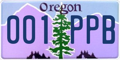 OR license plate 001PPB