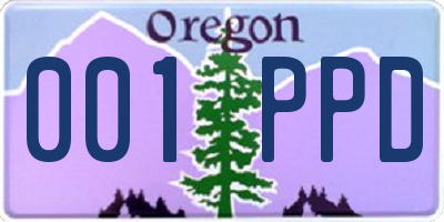 OR license plate 001PPD