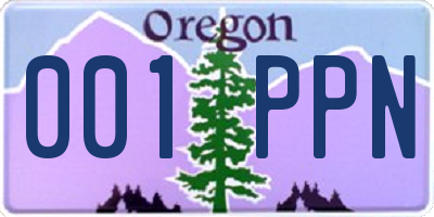 OR license plate 001PPN