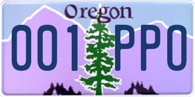OR license plate 001PPO