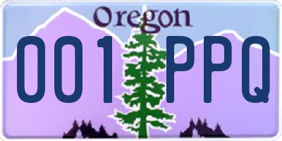 OR license plate 001PPQ