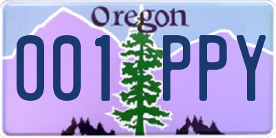 OR license plate 001PPY