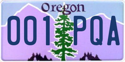OR license plate 001PQA
