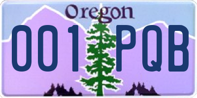 OR license plate 001PQB