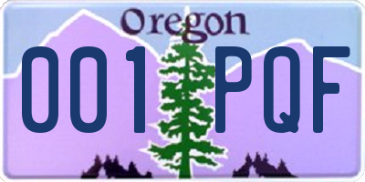 OR license plate 001PQF