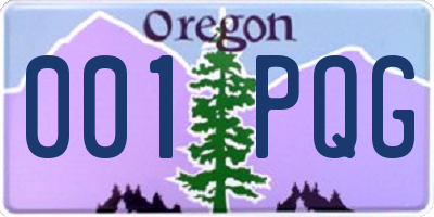 OR license plate 001PQG