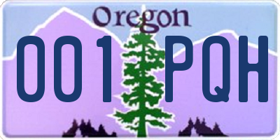 OR license plate 001PQH