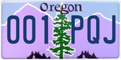 OR license plate 001PQJ