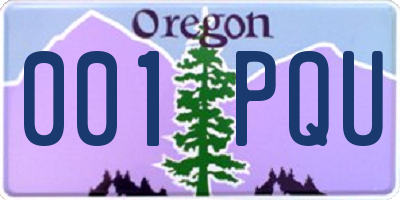 OR license plate 001PQU