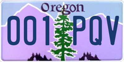 OR license plate 001PQV