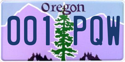 OR license plate 001PQW