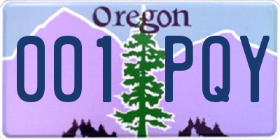 OR license plate 001PQY