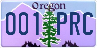 OR license plate 001PRC