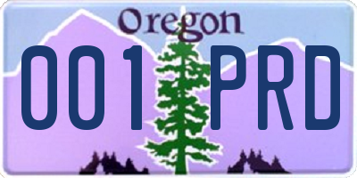 OR license plate 001PRD