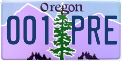 OR license plate 001PRE