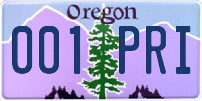 OR license plate 001PRI