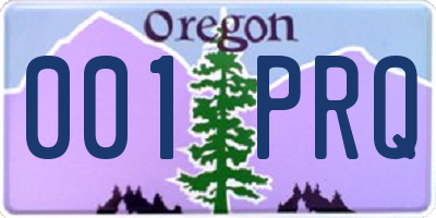 OR license plate 001PRQ