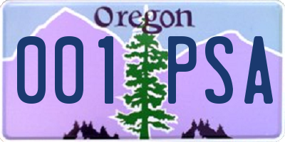 OR license plate 001PSA