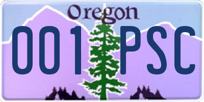 OR license plate 001PSC