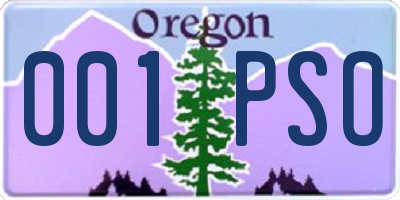 OR license plate 001PSO