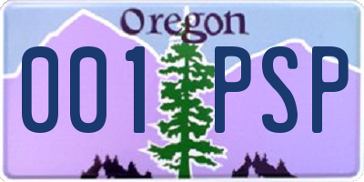 OR license plate 001PSP