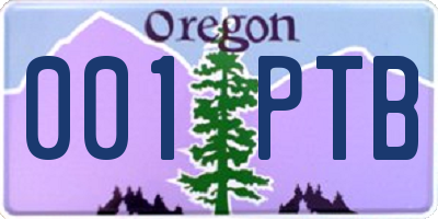 OR license plate 001PTB