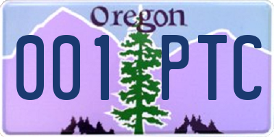 OR license plate 001PTC