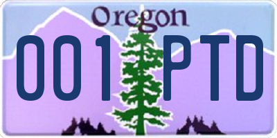 OR license plate 001PTD