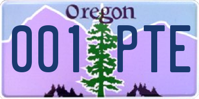 OR license plate 001PTE