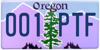 OR license plate 001PTF