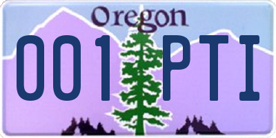 OR license plate 001PTI