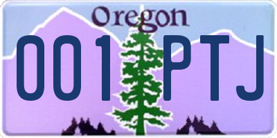 OR license plate 001PTJ