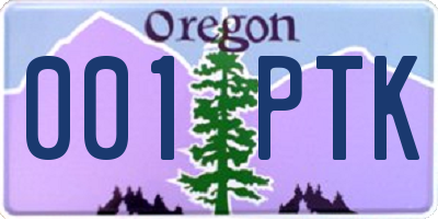 OR license plate 001PTK