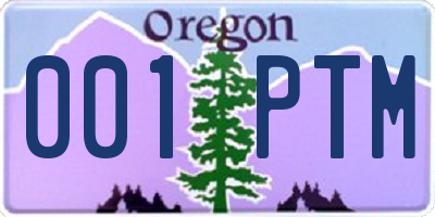 OR license plate 001PTM