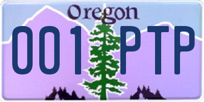 OR license plate 001PTP